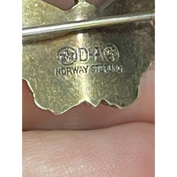 Vintage D-A David Andersen Norway Red Sterling 925 Silver Butterfly Pin Brooch - Picture 5 of 14